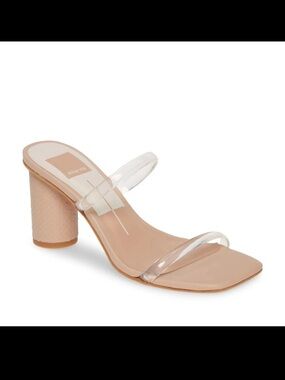 DV by Dolce Vita Blush Pink Block Heel Slide Sandals with Clear Straps